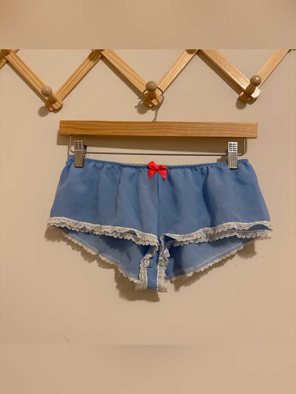 Victoria's Secret Blue and White Lace Trim Sleep Shorts size Small